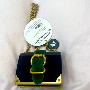 Prada Velluto Micro Cahier Bag Black Green